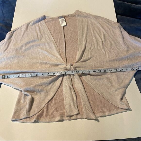 Chicos Blush beige Open tie front Knit Cardigan minimalist sweater-1P M/8P - Picture 6 of 13